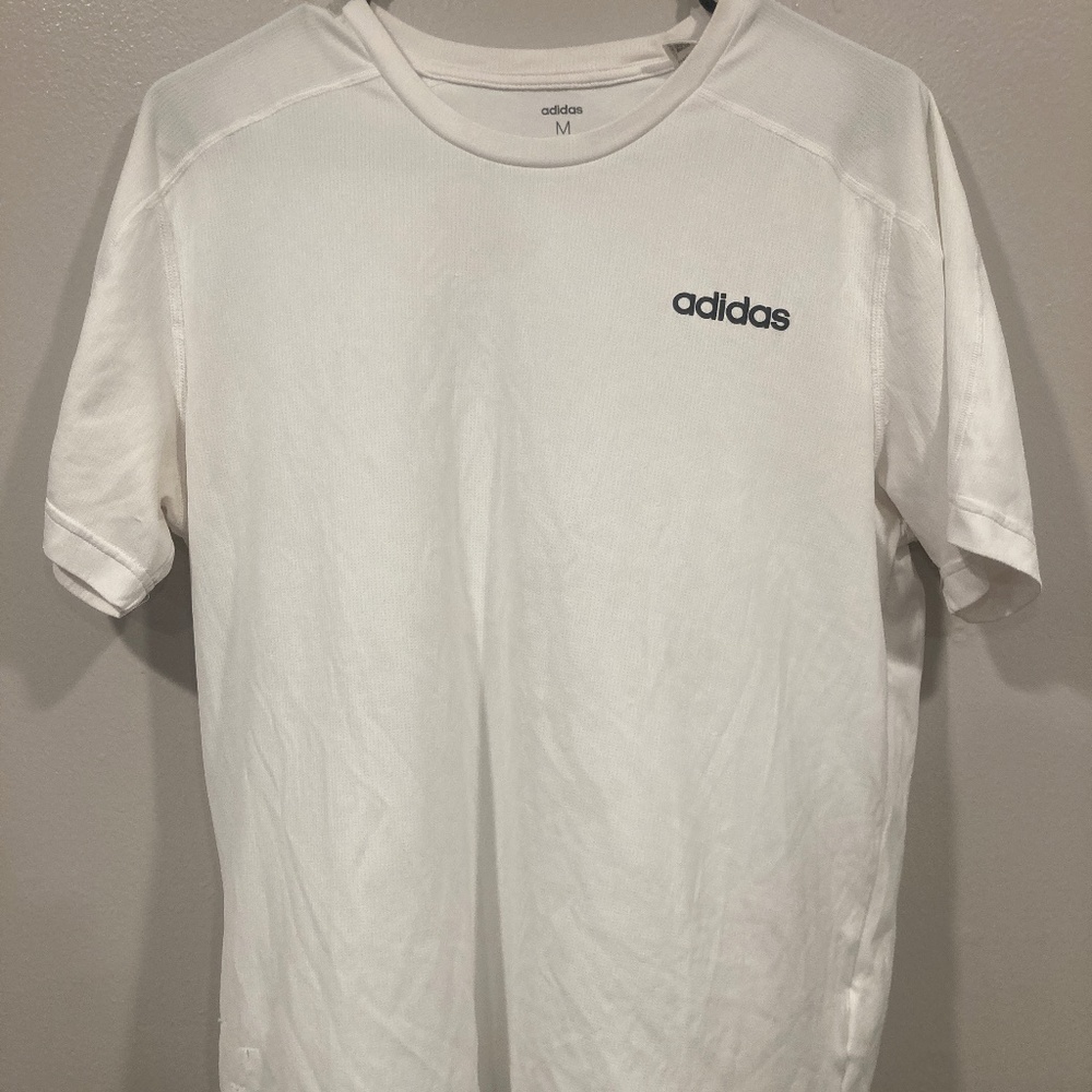 White Adidas Polyester Shirt Mens Medium